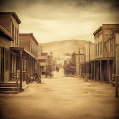 Wild West Town Photo Backdrop: Starry Night, Cactus Silhouettes, Historic Charm, Old Western Setting, Vintage Atmosphere, Desert Nightscape, Cowboy Aesthetics, Frontier Elegance, Nighttime in the Old 
