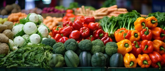 Assorted Fresh Vegetables Impressive at Market Display
