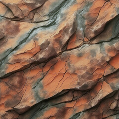Fototapeta premium A close-up of a piece of wood that looks like a rock. The wood is brown and has a lot of cracks. The cracks are very detailed and look like they are made of rock