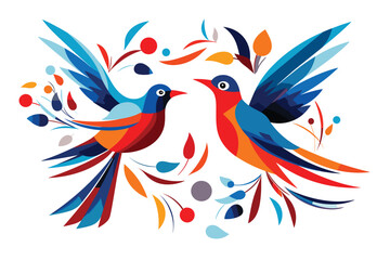 Obraz premium Vector art illustration Hummin bird Penguin narrow Falcon Swan Heron Woodpecker Seagull Blue Jay Cardinal Peacock Vulture Albatross Kiwi Kingfisher Canary Wren Magpie Osprey feather generative ai 