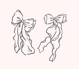 Hand drawn cute bow line art vector