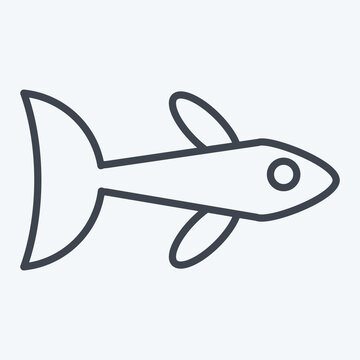 recommend clip art: Icon Neon Tetra. related to Sea symbol. line style. simple design editable. simple illustration