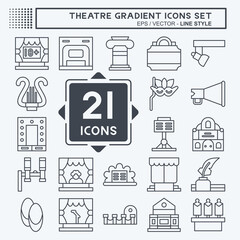 Icon Set Theatre Gradient. related to Entertainment symbol. line style. simple design editable. simple illustration