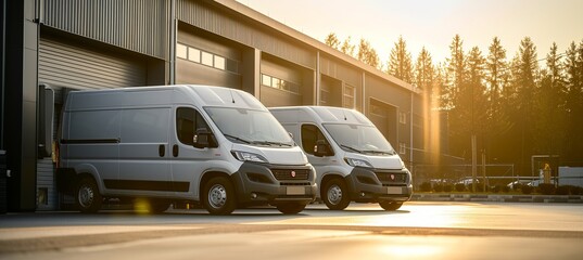 Cargo van waiting at logistic center, delivery minivan prepped for route, transportation concept