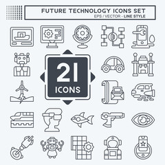 Icon Set Future Technology. related to Education symbol. line style. simple design editable. simple illustration