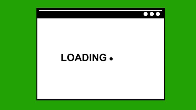 video animation black and white icon window web page loading interface, on a green key chroma background