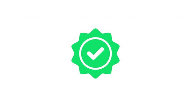 Modern green verified icon animation on a white background. Success, correct or right choice icon animation in 4k video.	
