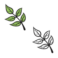 leaf vector illustrations. leaves drawing with line art on white backgrounds. Simple Design Outline Style. You can give color you like