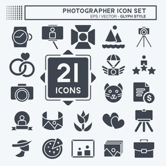 Icon Set Photographer . suitable for Art symbol. Glyph Style. simple design editable. design template vector. simple illustration