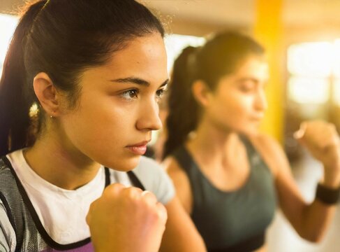 Women in self defense class