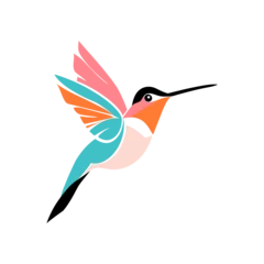 Rolgordijnen zonder boren Kolibrie Cute Hummingbird cartoon