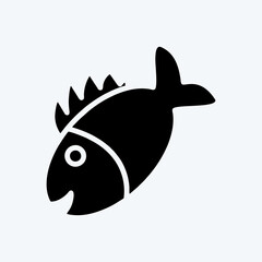 Icon Grilled Fish. suitable for Meat. glyph style. simple design editable. design template vector. simple illustration