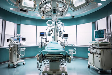 Advanced medical technology in action. Modern operating room filled with high-tech equipment and devices for top-notch healthcare. Precision and innovation in surgery.