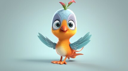 A cute cartoon humming bird character Ai Generative