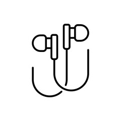 Earphone outline icons, minimalist vector illustration ,simple transparent graphic element .Isolated on white background