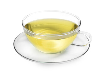 Refreshing green tea in cup isolated on white