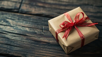 Background with a minimalist touch, featuring a beautifully wrapped gift box with ribbon decoration and available space for text.






