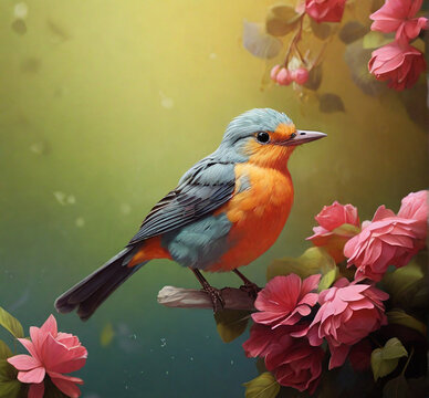 Lovely colorful birds background bird Generative AI Photo