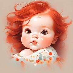 An AI grenerated image of a chubby redhead doll with baby face