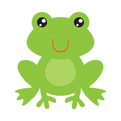 Cute little green frog vector cartoon illustration