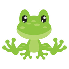 Cute little green frog vector cartoon illustration