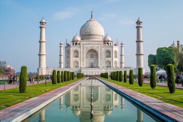 Fototapeta premium Spectacular religious temple in India, a funerary palace visited by tourists.