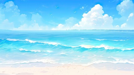 Fototapeta na wymiar Beautiful beach vector background with blue color of ocean generative AI