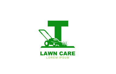 T Letter Lawn care logo template for symbol of business identity