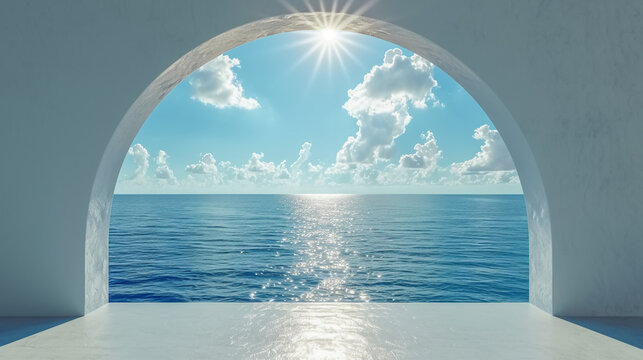 Fototapeta beautiful window we can see sea. AI generative
