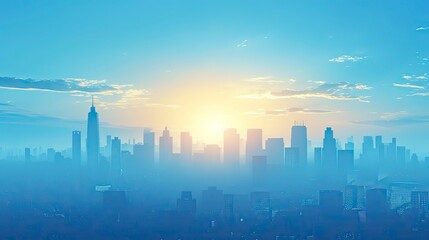Fototapeta na wymiar city at sunrise city skyline, City Sky Scrapers bright skies Vector silhouette generative AI