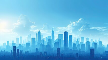 city skyline with clouds City Sky Scrapers bright skies Vector silhouette  generative AI - obrazy, fototapety, plakaty