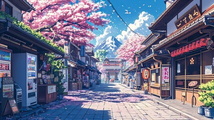 anime background no character, japan them, pastel theme generative AI - obrazy, fototapety, plakaty