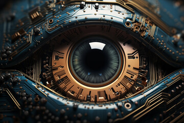 close up of a computerized eyeball