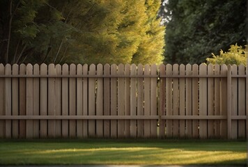 Fototapeta na wymiar Wooden garden fence with grass from Generative AI
