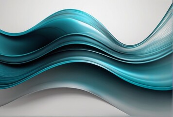 Abstract teal, cyan shiny wave with blue glitter sparkles on plain white background from Generative...