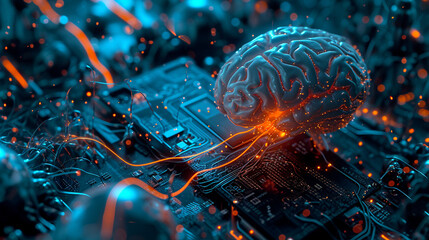 Brain Neural Network, Computer Motherboard, Energy