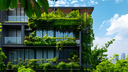 A exuberante vegetação verde despenca pelas paredes dos elegantes edifícios modernos criando uma marcante justaposição entre a natureza e a arquitetura urbana