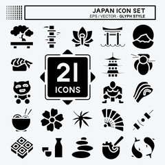 Icon Set Japan. suitable for Japanese symbol. glyph style. simple design editable. design template vector. simple illustration