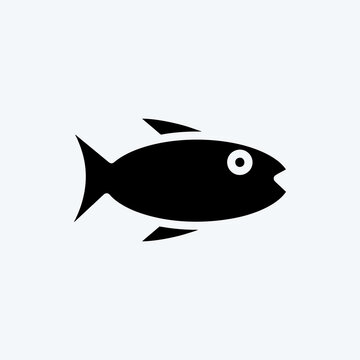 Icon Fishing. suitable for education symbol. glyph style. simple design editable. design template vector. simple illustration