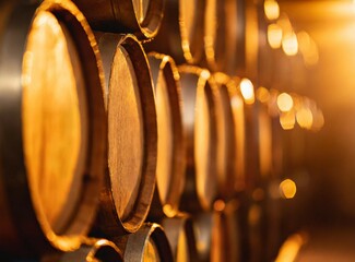 Barrels in  vineyard cellar