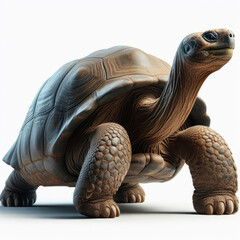 Galapagos tortoise or Galapagos giant tortoise, Chelonoidis niger, Tortuga gigante de Floreana, tortuga gigante de las islas Galapagos. Isolated White background. - obrazy, fototapety, plakaty