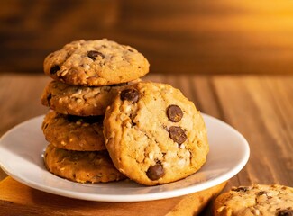 Chocolate chips cookies closeup photography