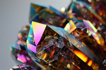 Iridescent Dreams: Crystal Clusters in Abstract Light