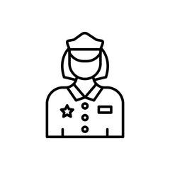 Policewoman outline icons, minimalist vector illustration ,simple transparent graphic element .Isolated on white background