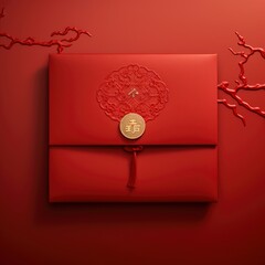 minimalist luxury chinese new year red packet generative ai