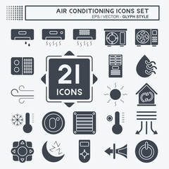 Icon Set Air Conditioning. related to Electronic symbol. glyph style. simple design editable. simple illustration