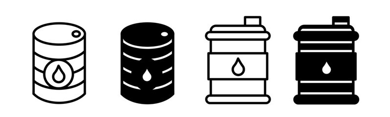 black illustration graphic design oil barrel icon set. Stock vector.