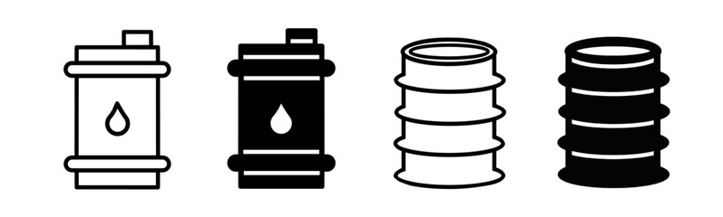 black illustration graphic design oil barrel icon set. Stock vector.