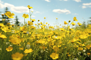 Obraz premium bright summer meadow with yellow flowers