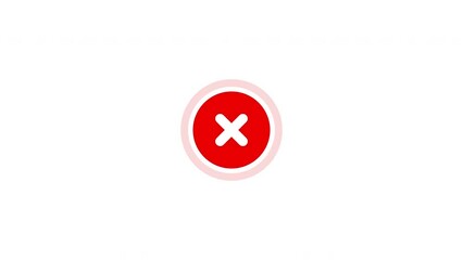 Modern red mark icons. Cross symbol animation. no icon animation 4K video on White background